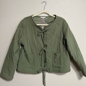 Quilted Women's Jacket with front bow ties